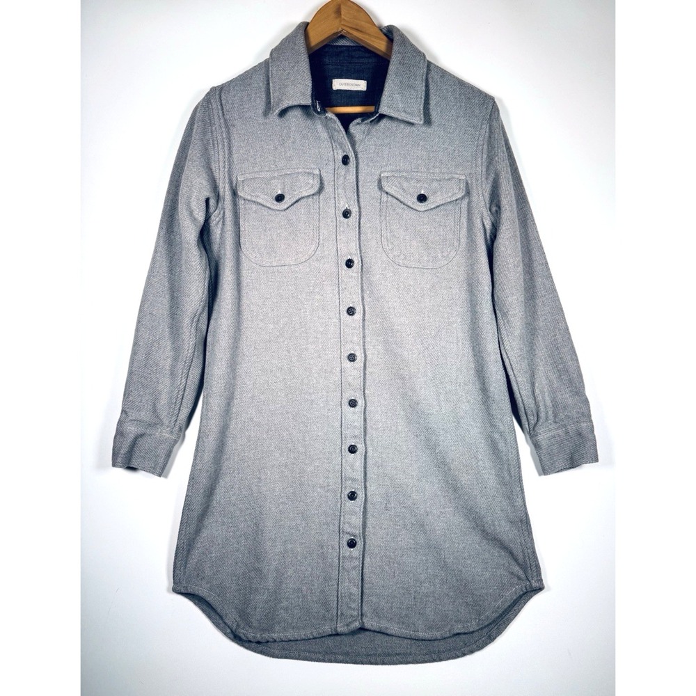 Outerknown Blanket Shirt Dress‎ Womens XS Gray Organic Cotton Coastal Minimalist